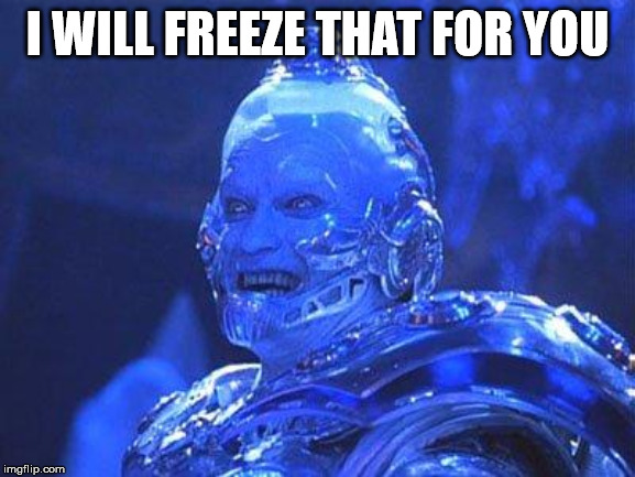 Mr Freeze | I WILL FREEZE THAT FOR YOU | image tagged in mr freeze | made w/ Imgflip meme maker