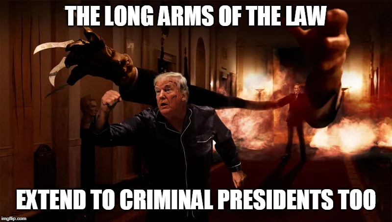 Lock Him Up | THE LONG ARMS OF THE LAW; EXTEND TO CRIMINAL PRESIDENTS TOO | image tagged in donald trump,jail,justice,death penalty,puns | made w/ Imgflip meme maker