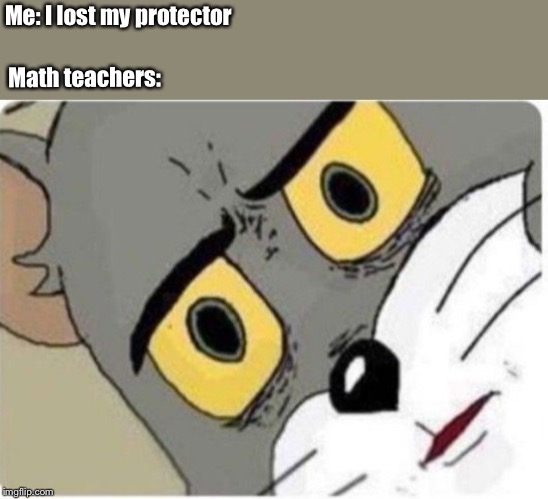 Tom and Jerry meme | Me: I lost my protector; Math teachers: | image tagged in tom and jerry meme | made w/ Imgflip meme maker