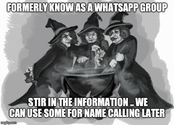 Witches cauldron  | FORMERLY KNOW AS A WHATSAPP GROUP; STIR IN THE INFORMATION .. WE CAN USE SOME FOR NAME CALLING LATER | image tagged in wicked witch | made w/ Imgflip meme maker