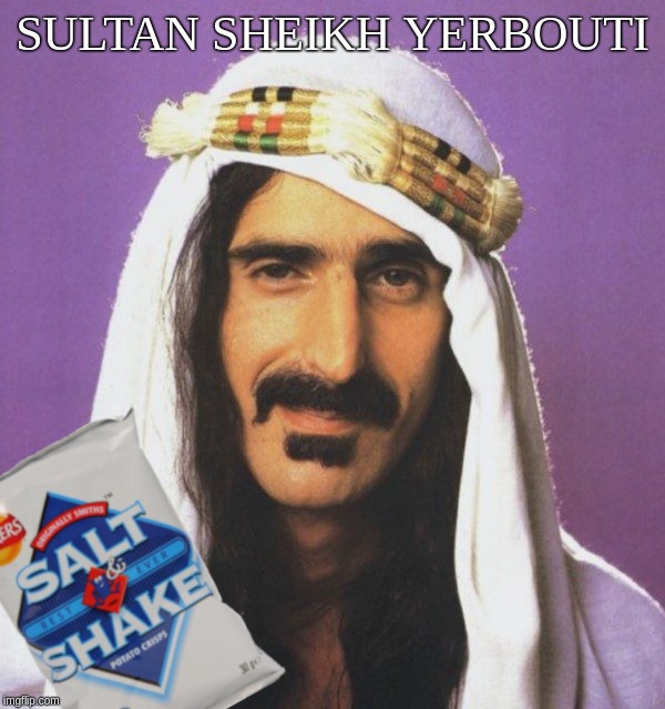 Sultan Sheikh Yerbouti; Salt and Shake Your Booty | SULTAN SHEIKH YERBOUTI | image tagged in salt,sheikh,yerbouti,sultan,shake,booty | made w/ Imgflip meme maker