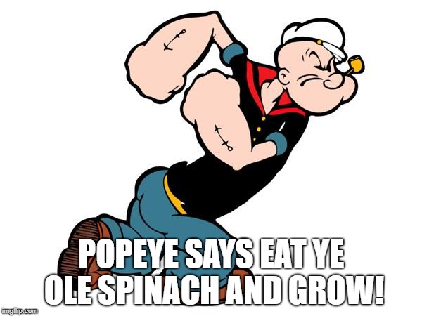 Popeye | POPEYE SAYS EAT YE OLE SPINACH AND GROW! | image tagged in popeye | made w/ Imgflip meme maker
