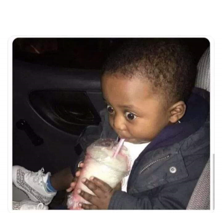 High Quality Black kid drinking smoothie Blank Meme Template