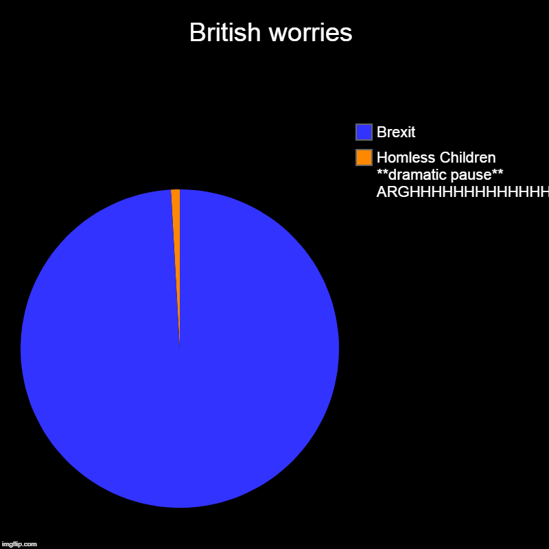 British worries | Homless Children **dramatic pause** ARGHHHHHHHHHHHHHHHHHHHHHHHHHHHHHHHH, Brexit | image tagged in charts,pie charts | made w/ Imgflip chart maker