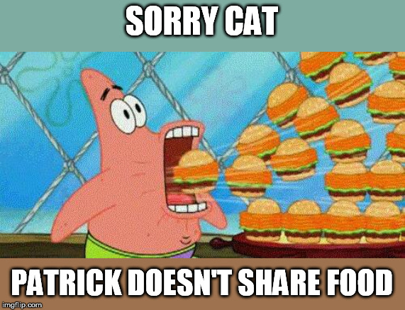 SORRY CAT PATRICK DOESN'T SHARE FOOD | made w/ Imgflip meme maker