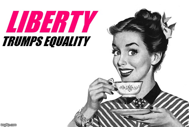 1950s Housewife | LIBERTY; TRUMPS EQUALITY | image tagged in 1950s housewife | made w/ Imgflip meme maker