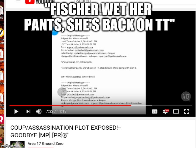 "FISCHER WET HER PANTS, SHE'S BACK ON TT" | made w/ Imgflip meme maker