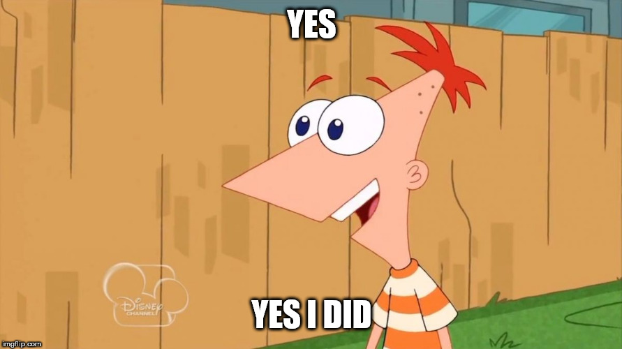 Phineas Yes I am | YES YES I DID | image tagged in phineas yes i am | made w/ Imgflip meme maker