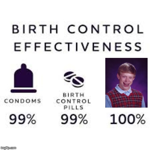 Not sure if this has been done before so submitted in reposts. | image tagged in bad luck brian,birth control | made w/ Imgflip meme maker