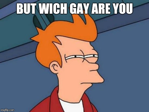 Futurama Fry Meme | BUT WICH GAY ARE YOU | image tagged in memes,futurama fry | made w/ Imgflip meme maker
