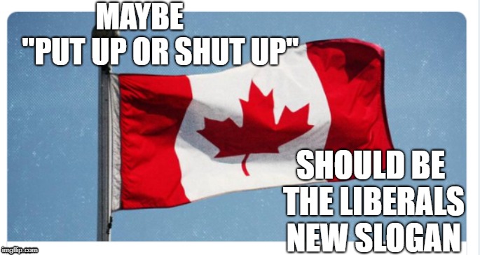 liberals  | MAYBE       "PUT UP OR SHUT UP"; SHOULD BE THE LIBERALS NEW SLOGAN | image tagged in liberals,justin trudeau | made w/ Imgflip meme maker