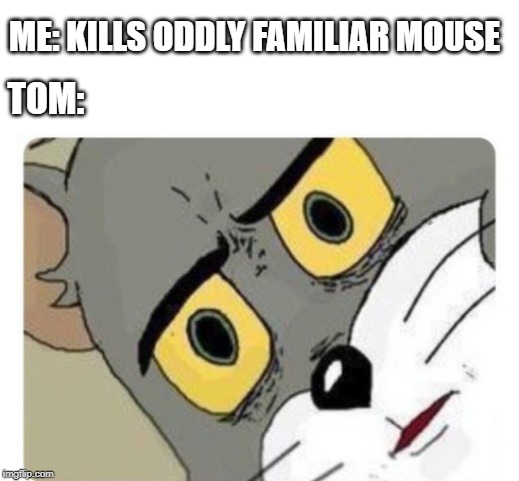 What Tom Saw | ME: KILLS ODDLY FAMILIAR MOUSE; TOM: | image tagged in shocked tom | made w/ Imgflip meme maker
