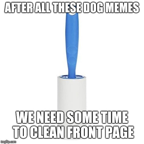 Excuse us for the inconvenience. | AFTER ALL THESE DOG MEMES; WE NEED SOME TIME TO CLEAN FRONT PAGE | image tagged in front page cleaner | made w/ Imgflip meme maker