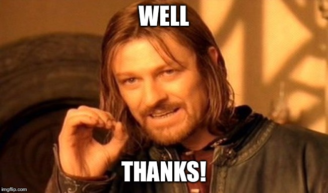 One Does Not Simply Meme | WELL THANKS! | image tagged in memes,one does not simply | made w/ Imgflip meme maker
