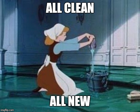Cinderella Cleaning | ALL CLEAN ALL NEW | image tagged in cinderella cleaning | made w/ Imgflip meme maker