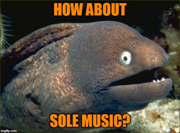 Bad Joke Eel Meme | HOW ABOUT SOLE MUSIC? | image tagged in memes,bad joke eel | made w/ Imgflip meme maker