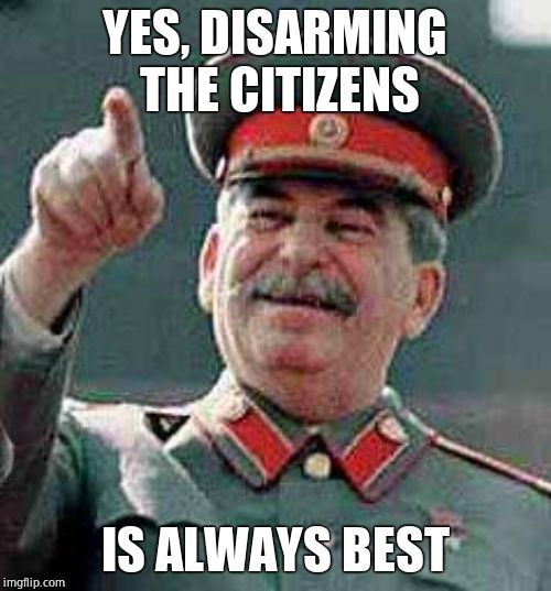 Stalin says | YES, DISARMING THE CITIZENS IS ALWAYS BEST | image tagged in stalin says | made w/ Imgflip meme maker