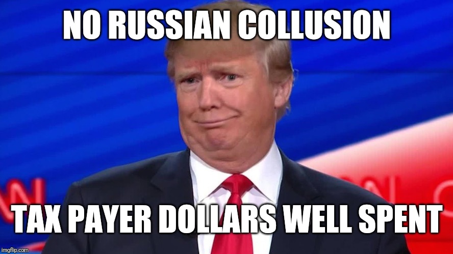 What a Waste of Time | NO RUSSIAN COLLUSION; TAX PAYER DOLLARS WELL SPENT | image tagged in trump mocking haters,trump russia collusion,politics,biased media,donald trump,lol so funny | made w/ Imgflip meme maker