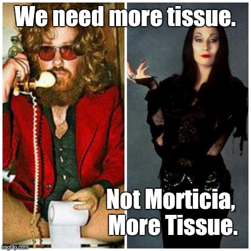 More Tissue | We need more tissue. Not Morticia, More Tissue. | image tagged in memes | made w/ Imgflip meme maker