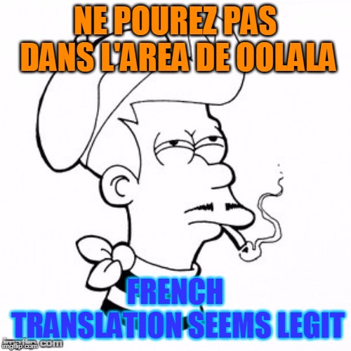 NE POUREZ PAS DANS L'AREA DE OOLALA FRENCH TRANSLATION SEEMS LEGIT | made w/ Imgflip meme maker