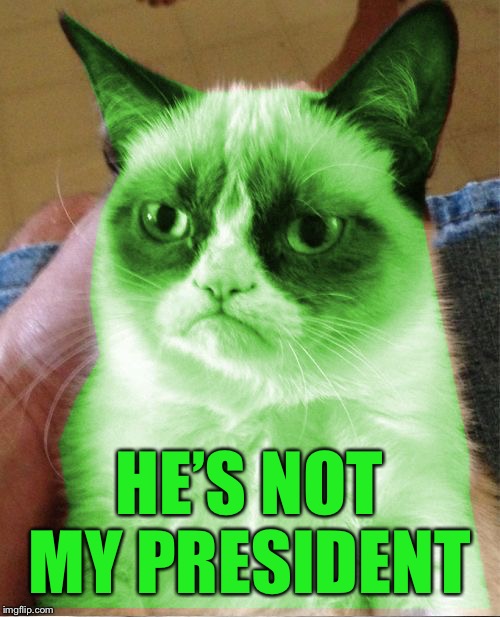 Radioactive Grumpy | HE’S NOT MY PRESIDENT | image tagged in radioactive grumpy | made w/ Imgflip meme maker