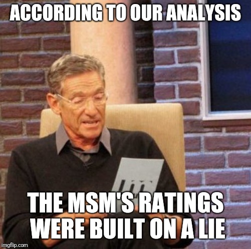 Maury Lie Detector Meme | ACCORDING TO OUR ANALYSIS; THE MSM'S RATINGS WERE BUILT ON A LIE | image tagged in memes,maury lie detector | made w/ Imgflip meme maker