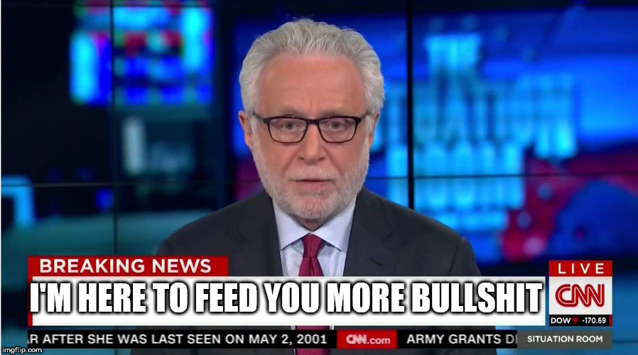 CNN "Wolf of Fake News" Fanfiction | I'M HERE TO FEED YOU MORE BULLSHIT | image tagged in cnn wolf of fake news fanfiction | made w/ Imgflip meme maker