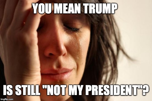 First World Problems | YOU MEAN TRUMP; IS STILL "NOT MY PRESIDENT"? | image tagged in memes,first world problems | made w/ Imgflip meme maker