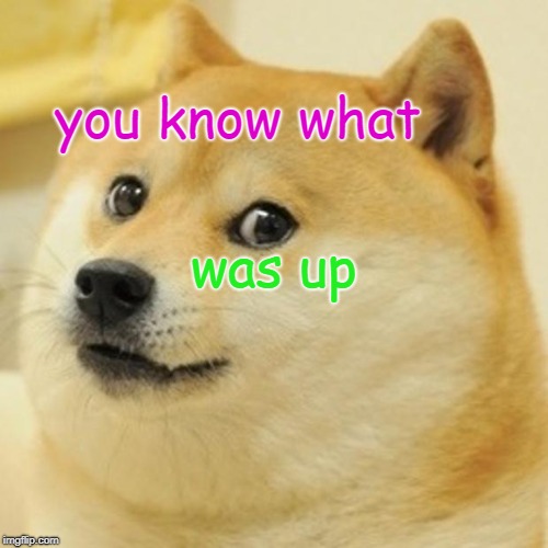 Doge Meme | you know what; was up | image tagged in memes,doge | made w/ Imgflip meme maker