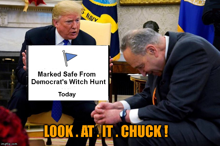 Time to Face Reality | Marked Safe From  Democrat's Witch Hunt; Today; LOOK . AT . IT . CHUCK ! | image tagged in look at it chuck large,marked safe from,todaysreality | made w/ Imgflip meme maker