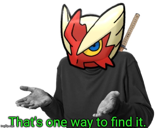 I guess I'll (Blaze the Blaziken) | That's one way to find it. | image tagged in i guess i'll blaze the blaziken | made w/ Imgflip meme maker