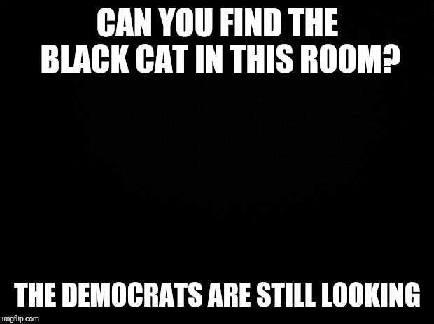There is no cat | CAN YOU FIND THE BLACK CAT IN THIS ROOM? THE DEMOCRATS ARE STILL LOOKING | image tagged in black background,dmitri peskov | made w/ Imgflip meme maker