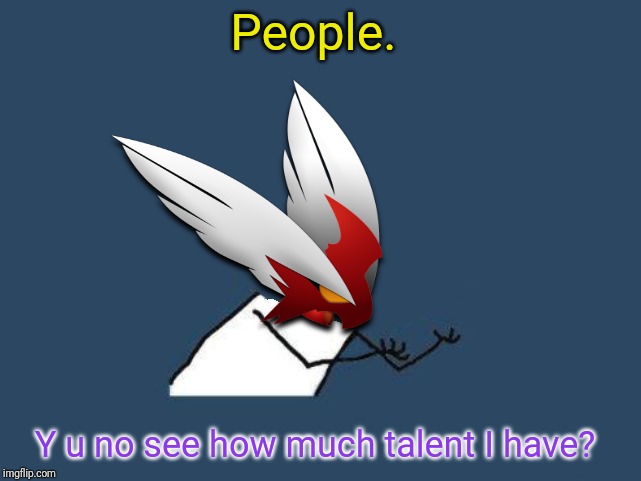 Y u no Blaze the Blaziken | People. Y u no see how much talent I have? | image tagged in y u no blaze the blaziken | made w/ Imgflip meme maker