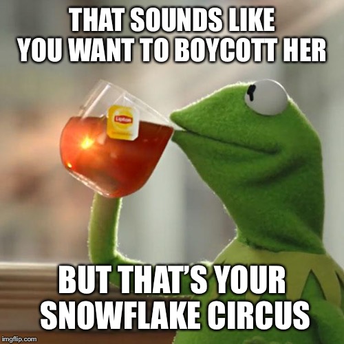 But That's None Of My Business Meme | THAT SOUNDS LIKE YOU WANT TO BOYCOTT HER BUT THAT’S YOUR SNOWFLAKE CIRCUS | image tagged in memes,but thats none of my business,kermit the frog | made w/ Imgflip meme maker