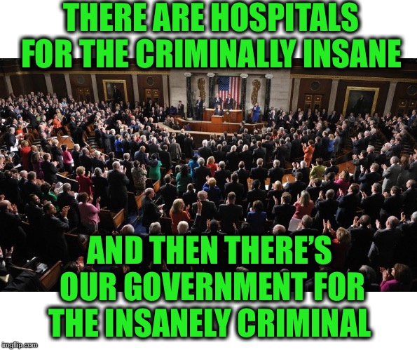 Both sides need to shape up | THERE ARE HOSPITALS FOR THE CRIMINALLY INSANE; AND THEN THERE’S OUR GOVERNMENT FOR THE INSANELY CRIMINAL | image tagged in rediculous,crazy,wth | made w/ Imgflip meme maker