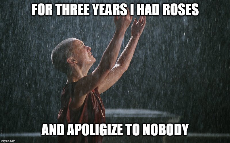 FOR THREE YEARS I HAD ROSES AND APOLIGIZE TO NOBODY | made w/ Imgflip meme maker