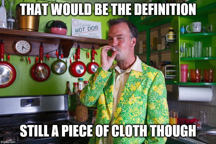 THAT WOULD BE THE DEFINITION STILL A PIECE OF CLOTH THOUGH | made w/ Imgflip meme maker