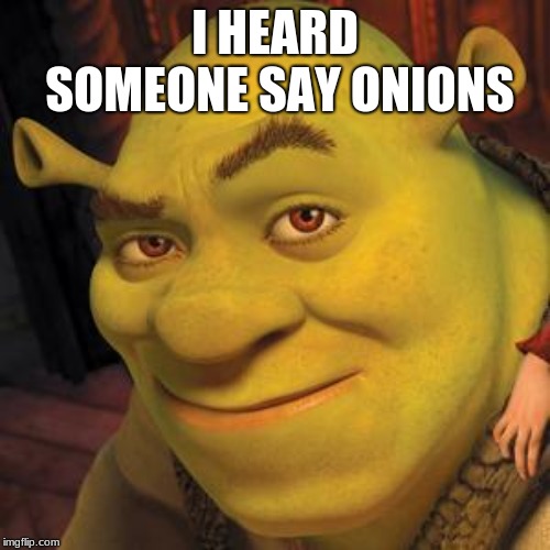 Shrek Sexy Face | I HEARD SOMEONE SAY ONIONS | image tagged in shrek sexy face | made w/ Imgflip meme maker