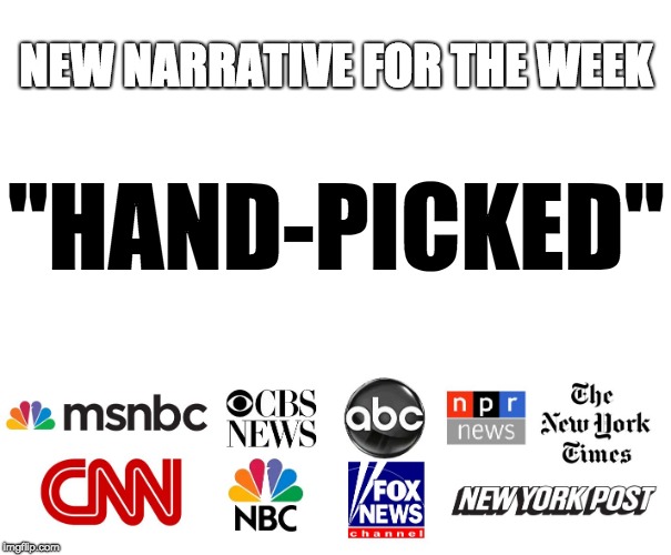 MSM | NEW NARRATIVE FOR THE WEEK; "HAND-PICKED" | image tagged in msm | made w/ Imgflip meme maker