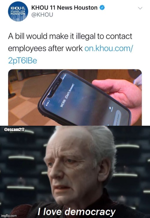 @escam217 | image tagged in palpatine democracy | made w/ Imgflip meme maker