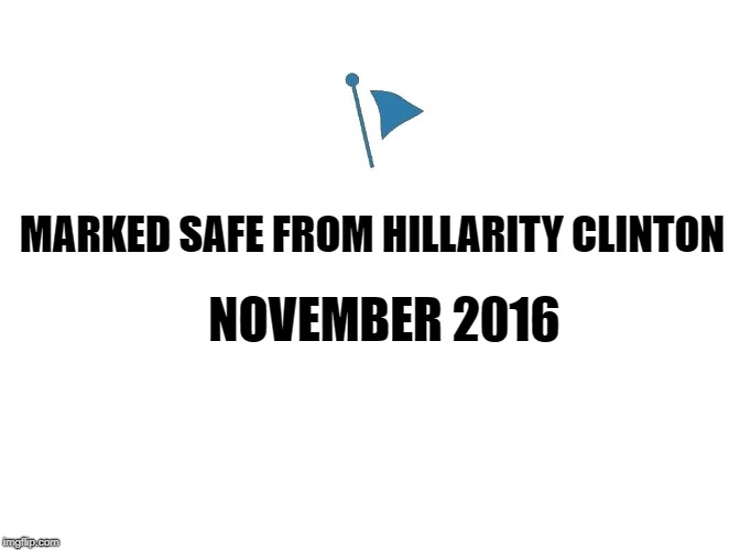 Marked Safe | MARKED SAFE FROM HILLARITY CLINTON NOVEMBER 2016 | image tagged in marked safe | made w/ Imgflip meme maker