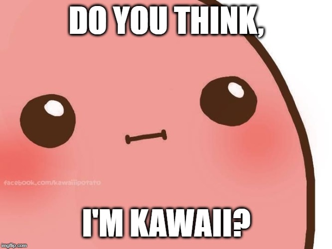 Kawaii face | DO YOU THINK, I'M KAWAII? | image tagged in kawaii face | made w/ Imgflip meme maker