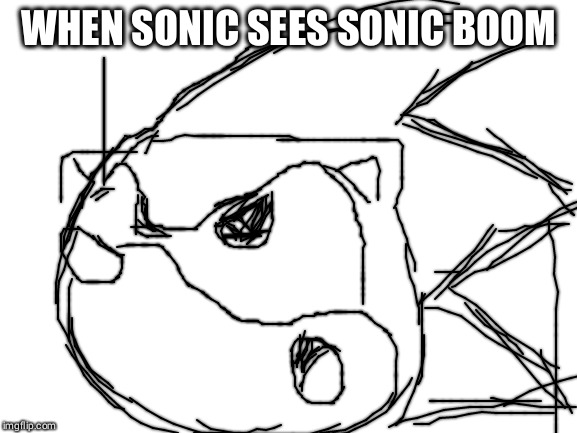 Blank White Template | WHEN SONIC SEES SONIC BOOM | image tagged in blank white template | made w/ Imgflip meme maker