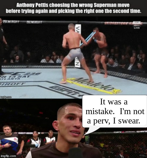 Oops.  | It was a mistake.  I'm not a perv, I swear. | image tagged in mma,memes | made w/ Imgflip meme maker