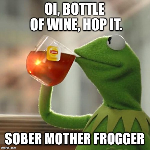 But That's None Of My Business | OI, BOTTLE OF WINE, HOP IT. SOBER MOTHER FROGGER | image tagged in memes,but thats none of my business,kermit the frog | made w/ Imgflip meme maker