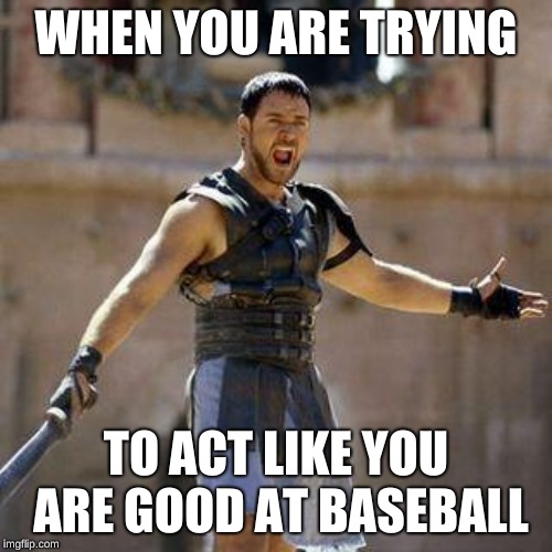 ARE YOU NOT SPORTS ENTERTAINED? | WHEN YOU ARE TRYING; TO ACT LIKE YOU ARE GOOD AT BASEBALL | image tagged in are you not sports entertained | made w/ Imgflip meme maker