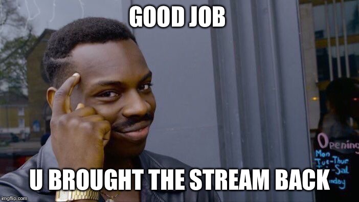 It’ll never be the same tho. |  GOOD JOB; U BROUGHT THE STREAM BACK | image tagged in memes,roll safe think about it | made w/ Imgflip meme maker