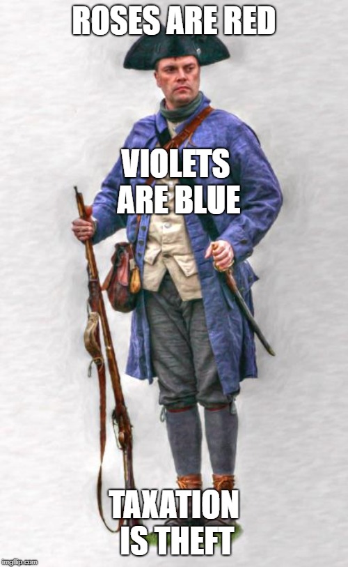 taxation is theft | ROSES ARE RED; VIOLETS ARE BLUE; TAXATION IS THEFT | image tagged in patriotism,taxes,taxation is theft,fight,poem,millennials | made w/ Imgflip meme maker
