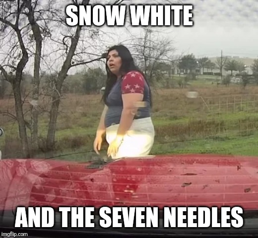 SNOW WHITE; AND THE SEVEN NEEDLES | image tagged in druggie snow white | made w/ Imgflip meme maker