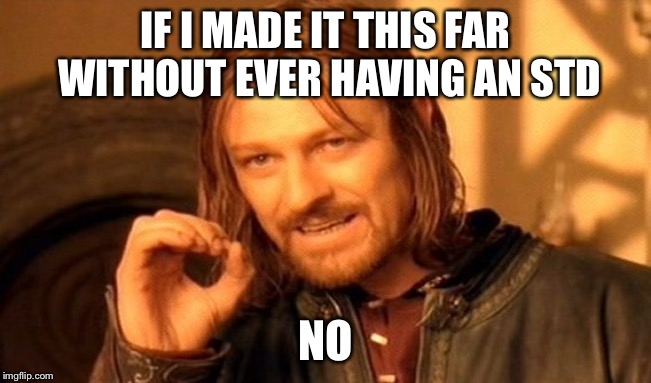 One Does Not Simply Meme | IF I MADE IT THIS FAR WITHOUT EVER HAVING AN STD NO | image tagged in memes,one does not simply | made w/ Imgflip meme maker